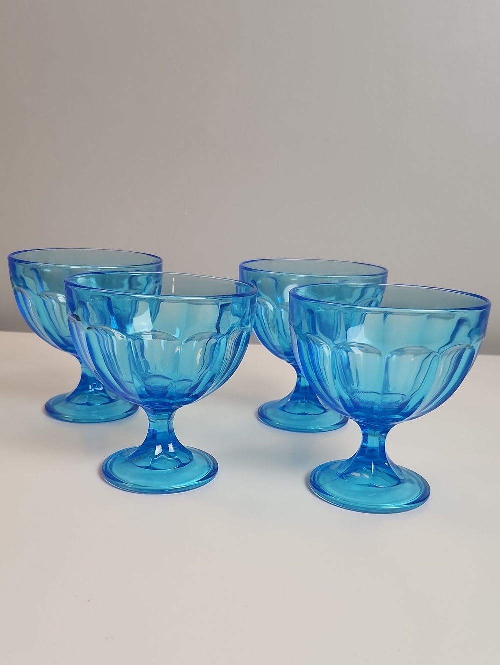 Vintage US Glass Co. Aunt Polly Oversize Aqua Blue Sherbert Glasses